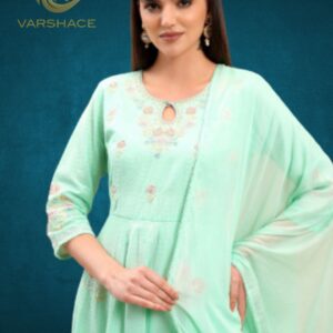 Floral Embroidered Empire Thread Work Pure Cotton Kurta Set