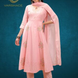 Floral Embroidered Empire Thread Work Pure Cotton Kurta Set - Image 4