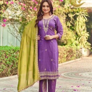 Roman Silk salwar set with fancy dupata
