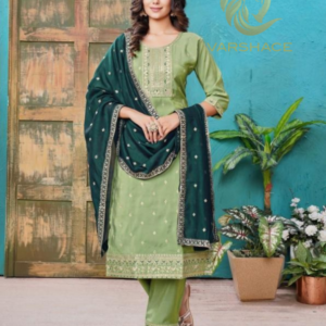 Adorable roman shimmer fully stitch kurti set - Image 5