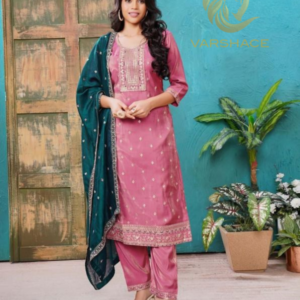 Adorable roman shimmer fully stitch kurti set - Image 4