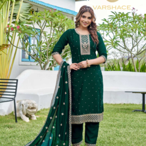 Embroidery work vichitra readymade 3pcs suits - Image 3