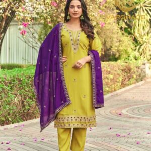 Roman Silk salwar set with fancy dupata - Image 3