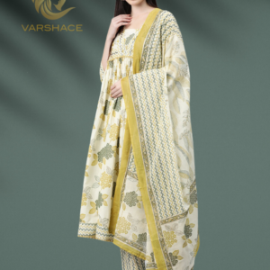 Floral Printed Sequinned Cotton Kurta with Pyjamas & Dupatta