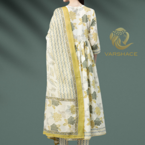 Floral Printed Sequinned Cotton Kurta with Pyjamas & Dupatta - Image 3