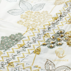 Floral Printed Sequinned Cotton Kurta with Pyjamas & Dupatta - Image 4