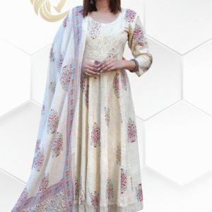 Salwar Set Classy Cream Fantasy Anarkali - Image 5