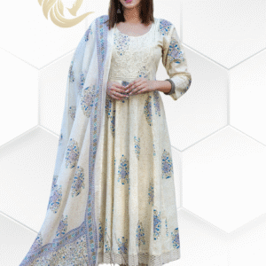 Salwar Set Classy Cream Fantasy Anarkali - Image 4