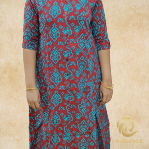 Red Printed A-lineooffice Wear Kurta