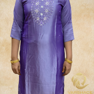 Roman shimmer fabric with beads work side cut kurta - Image 7