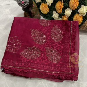 Varshace Dark Samridhi Zimmy Choo and Diamond work Saree With Unstitched Blouse