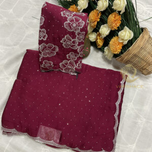 Silver Gulab saree - Image 5