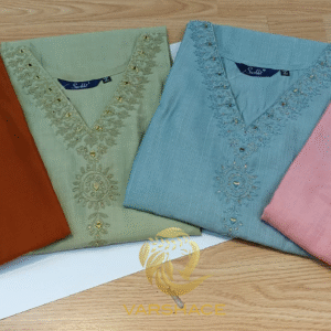 Varshace Pastel V-neck straight cut Kurta - Image 3