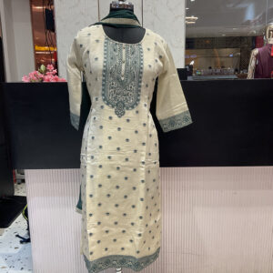 Ethnic Cream Embroidery Salwar Set with Duppatta - Image 6