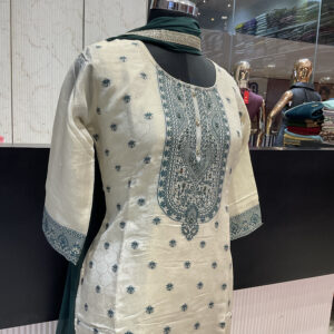 Ethnic Cream Embroidery Salwar Set with Duppatta - Image 5