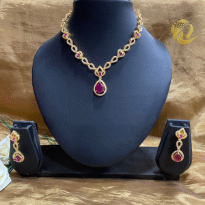Premium Gold Plated Zercon CZ Stone Necklace Set