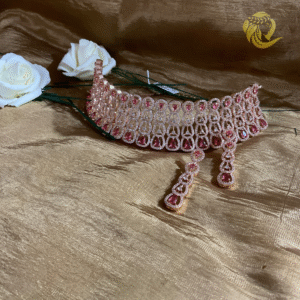 Rose Gold White Diamond Choker with Earring