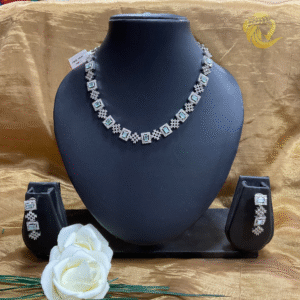 Varshace Silver AD Chain with Earrings