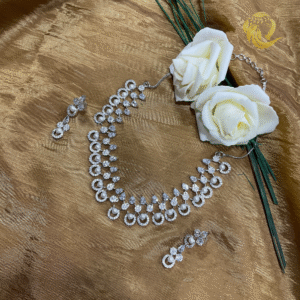 Varshace fashion jewellery rhodium-plated with pearl set