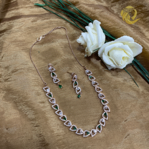 Varshace CZ Green Necklace With Earing
