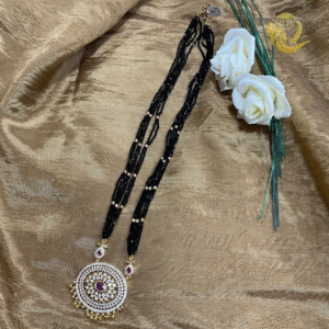 Crystal Necklace Design With Ruby Stone CZ Pendant Model