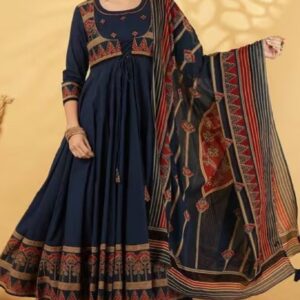 KIMAYRA Cotton Calf Length Printed Kurta Set